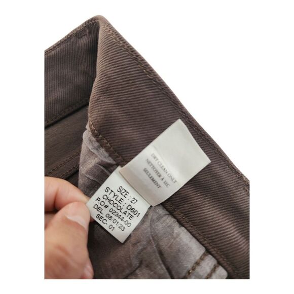 Frank & Eileen Cork High Waist Straight Leg Jeans Sz 27 Chocolate Brown Raw Hem - Picture 7 of 12